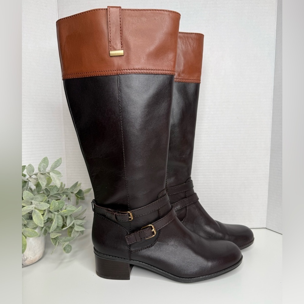 Bandolino Carlotta Knee High Leather Two Tone Riding Boots Size 8M Streetwear